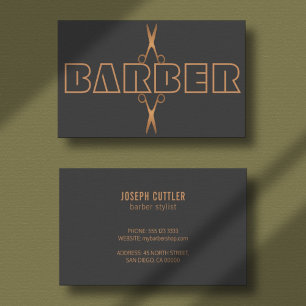 Tarjeta De Visita Guión del logotipo de cobre moderno de Barbershop