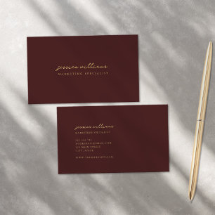 Tarjeta De Visita Guión dorado mínimo de Borgoña