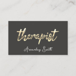 Tarjeta De Visita Guión dorado Terapéutico Código QR Logo Gris Gris 