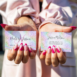 Tarjeta De Visita Guión elegante del purpurina holográfico holográfi