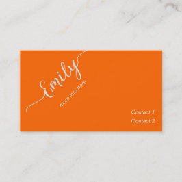 Tarjeta De Visita guión elegante en neon naranja
