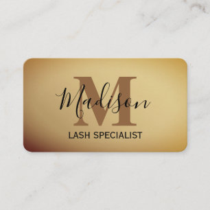 Tarjeta De Visita Guión elegante monograma de oro metálico cepillado