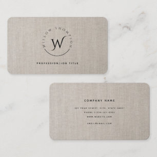 Tarjeta De Visita Guión elegante monogramado de estilo rústico beige