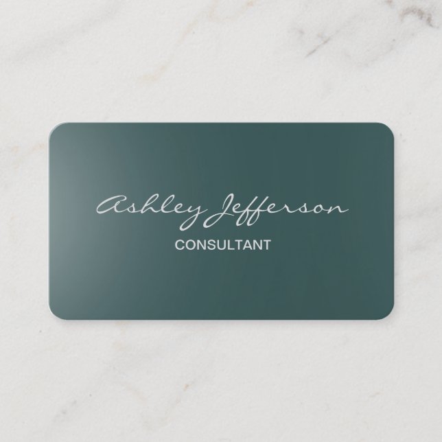 Tarjeta De Visita Guión elegante profesional Estilo Latín Gris Azul (Anverso)