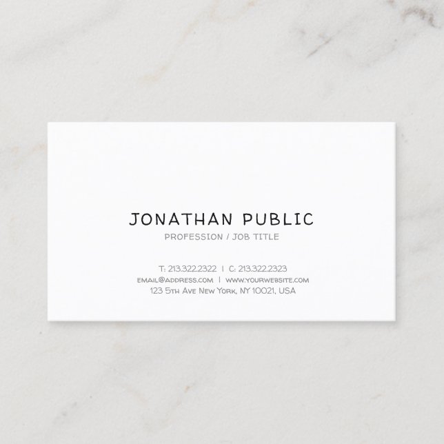 Tarjeta De Visita Guión escrito a mano Diseño limpio moderno elegant (Anverso)