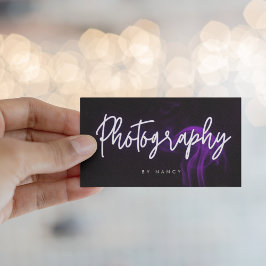 Tarjeta De Visita Guión fotográfico de Neon ahumado púrpura