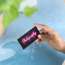 Tarjeta De Visita Guión fotográfico de neón rosa y humo