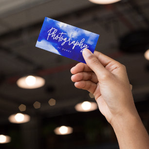 Tarjeta De Visita Guión fotográfico del fotógrafo neón azul