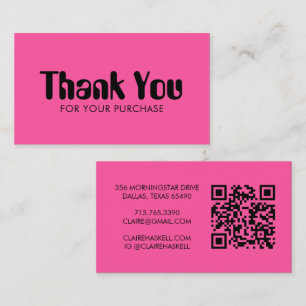 Tarjeta De Visita Guión Funky Orden Negrita Gracias Código QR Mínimo