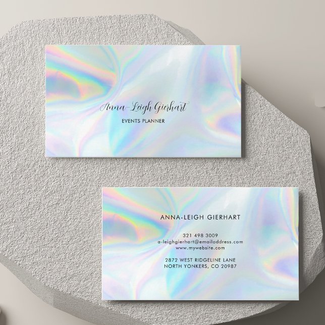 Tarjeta De Visita Guión holográfico moderno mínimo (Holographic Script Modern Minimal Business Card)