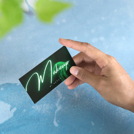 Tarjeta De Visita Guión manuscrito de maquillaje de neón verde y hum