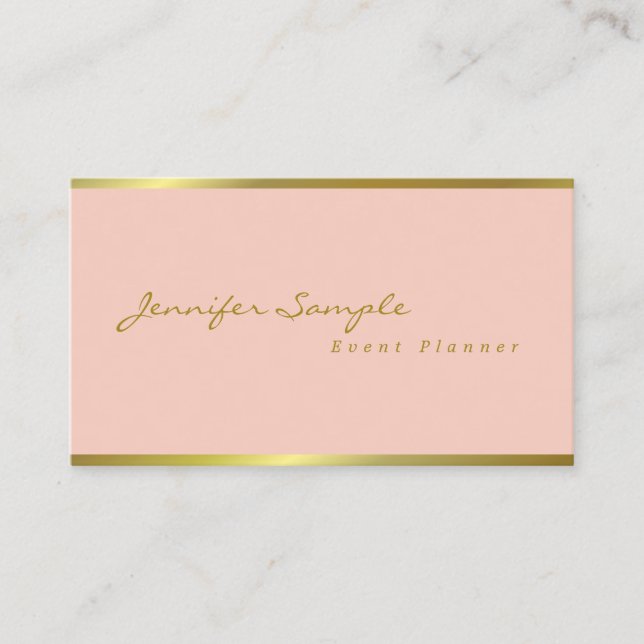 Tarjeta De Visita Guión manuscrito Dorado rosa moderno Salón elegant (Anverso)