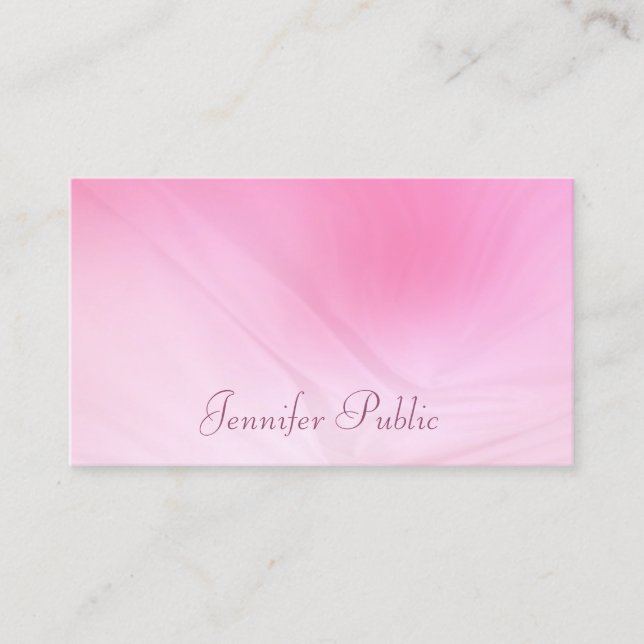 Tarjeta De Visita Guión manuscrito elegante de plantilla rosa modern (Anverso)