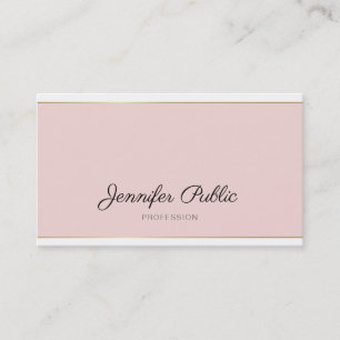 Tarjeta De Visita Guión manuscrito Rubor Pink Gold Trendy Plain