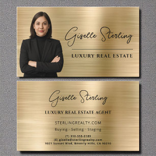 Tarjeta De Visita Guión metálico de Luxury Real Estate Gold Faux