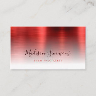 Tarjeta De Visita Guión Metalizado con estilo de un monograma rojo b