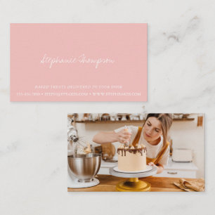 Tarjeta De Visita Guion minimalista contemporáneo foto rosa rubor