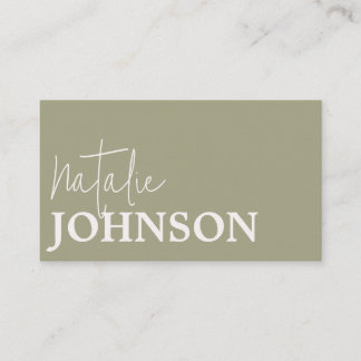Tarjeta De Visita Guión Minimalista de caligrafía verde sabio de mod