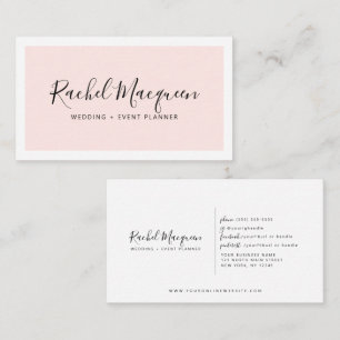 Tarjeta De Visita Guión minimalista elegante del borde blanco rosado