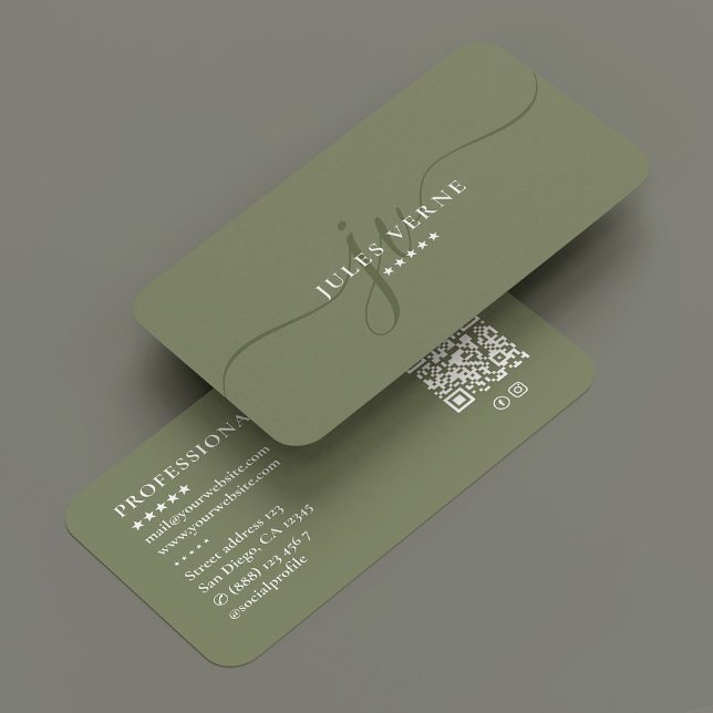 Tarjeta De Visita Guión Mínimo Profesional Terapéutico Monograma (Minimal Professional Therapist Monogram Script Business Card
)