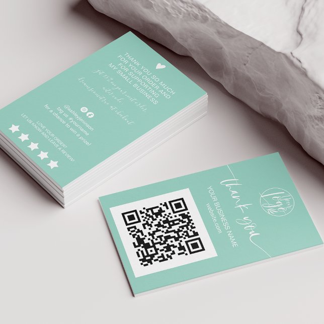 Tarjeta De Visita Guión moderno código QR código menta verde orden g (Subido por el creador)
