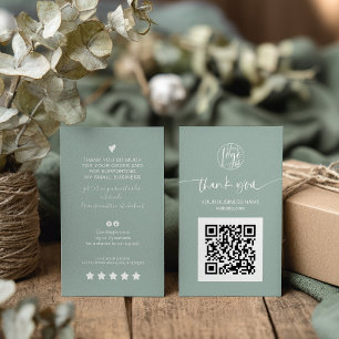 Tarjeta De Visita Guión moderno código QR código sage green order gr