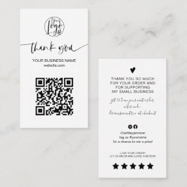 Tarjeta De Visita Guión moderno Código QR orden blanco negro gracias