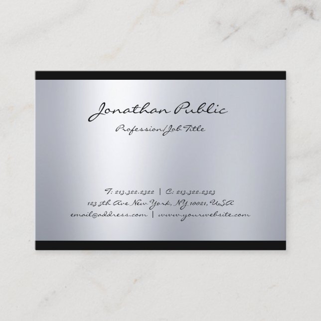 Tarjeta De Visita Guión moderno creativo Guay Silver Plain Trendy (Anverso)
