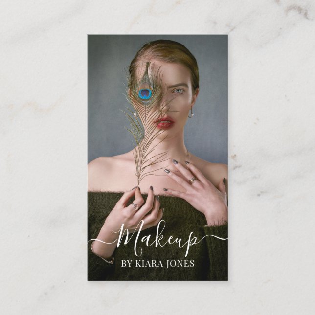Tarjeta De Visita Guión moderno de artista de maquillaje fotográfico (Anverso)