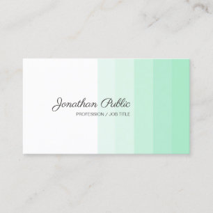Tarjeta De Visita Guión moderno de estilo moderno de Mint Green Whi