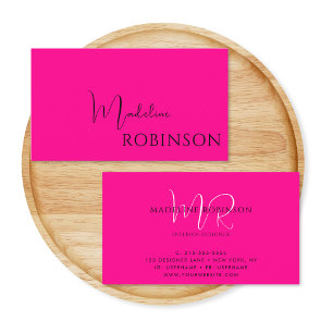 Tarjeta De Visita Guión moderno Minimalista de color rosado caliente