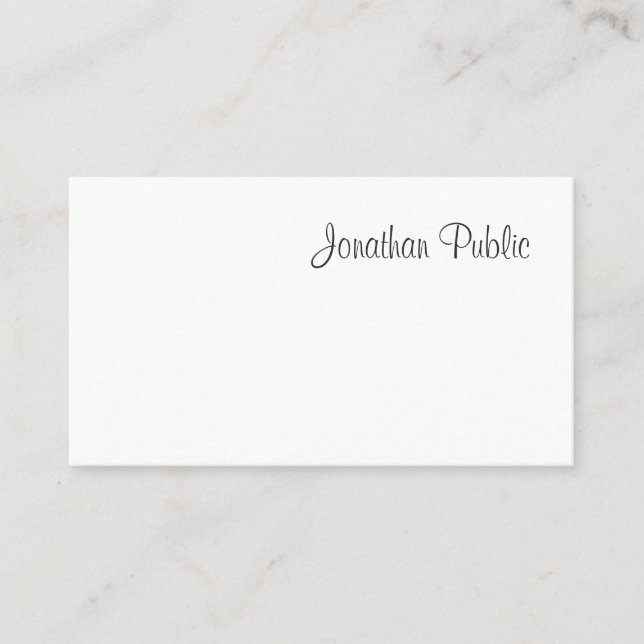 Tarjeta De Visita Guión moderno Profesional Guay Simple Plain Top (Anverso)