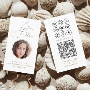Tarjeta De Visita Guión moderno Redes sociales Código QR Añadir tu f