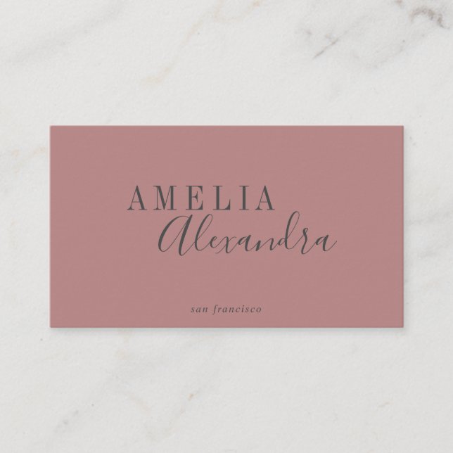 Tarjeta De Visita Guión moderno Rosa  Gris Personalizado Boho Moda (Anverso)