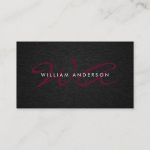 Tarjeta De Visita Guion Monograma Corporativo Minimal Negro Lino