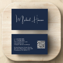 Tarjeta De Visita Guión profesional moderno Código QR Azul