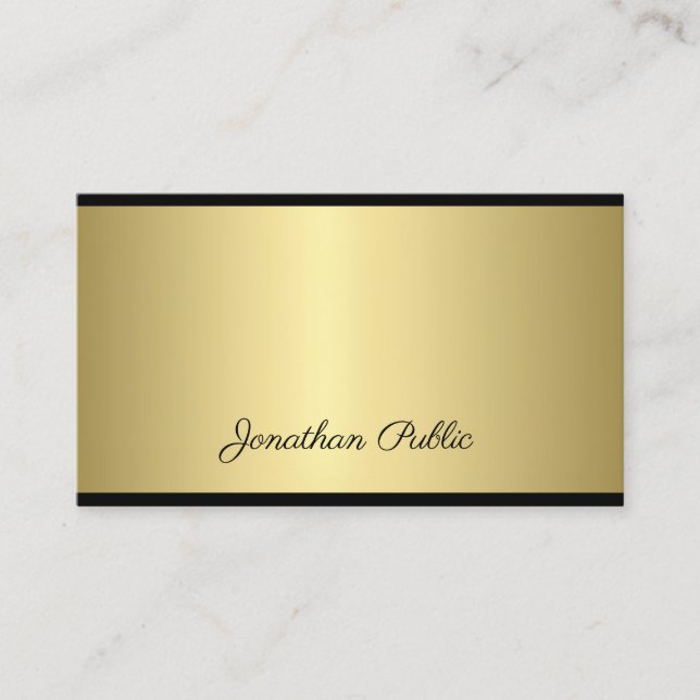 Tarjeta De Visita Guión profesional Moderno Simple Gold Look Glam (Anverso)