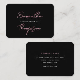 Tarjeta De Visita Guión profesional negro rosado de Moda moderna