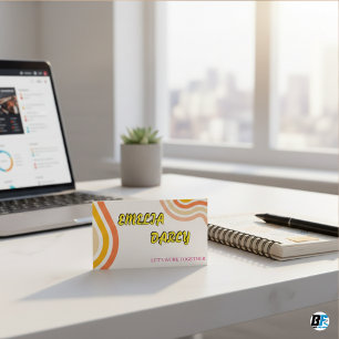 Tarjeta De Visita Guión retro de Boho Resumen Líneas onduladas Amari