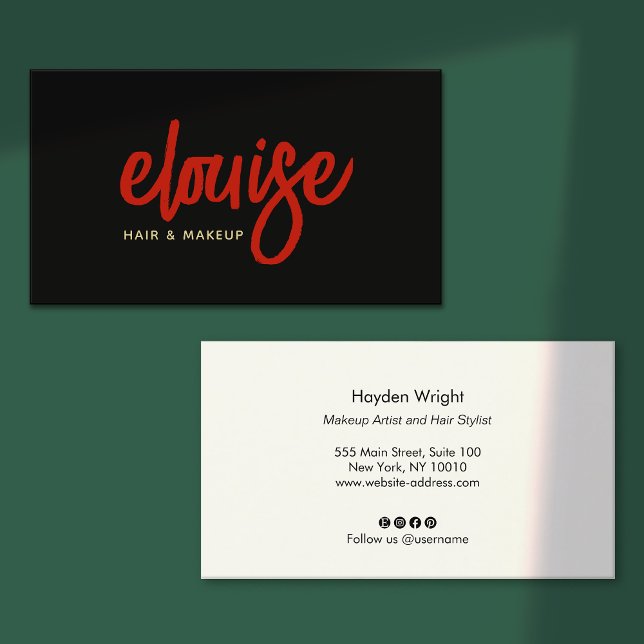 Tarjeta De Visita Guión rojo de maquillaje artístico sobre los negoc (Subido por el creador)