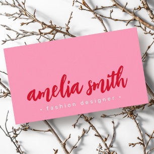 Tarjeta De Visita Guión rojo negrita rosa