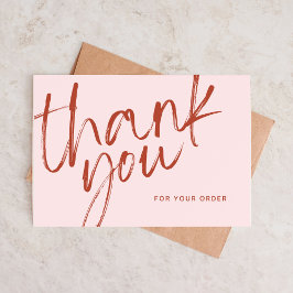 Tarjeta De Visita Guión rosa y rojo Gracias por tu pedido