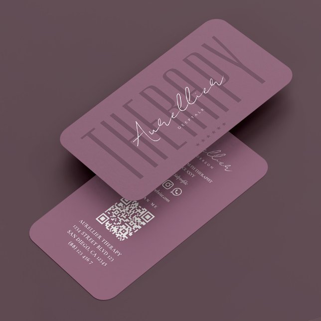 Tarjeta De Visita Guión rosado polvoriento físico moderno (Subido por el creador)