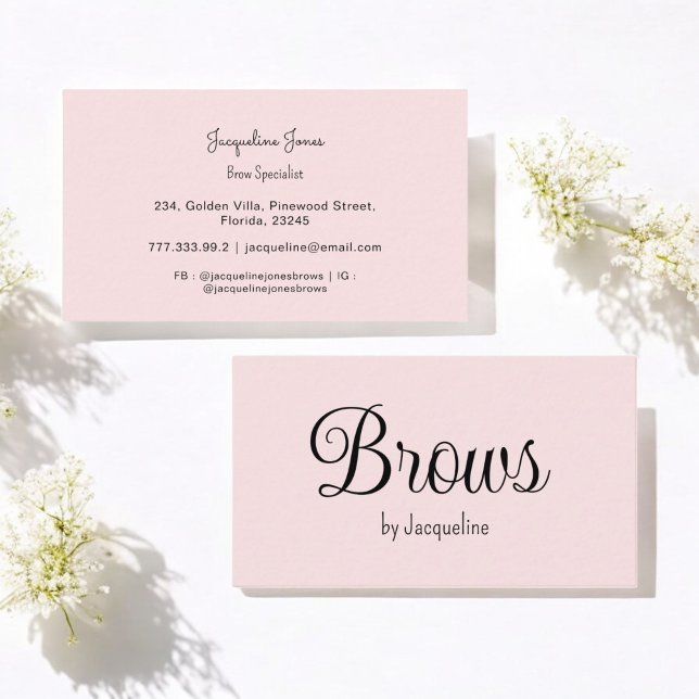 Tarjeta De Visita Guión simple de belleza de los brotes rosas (Subido por el creador)