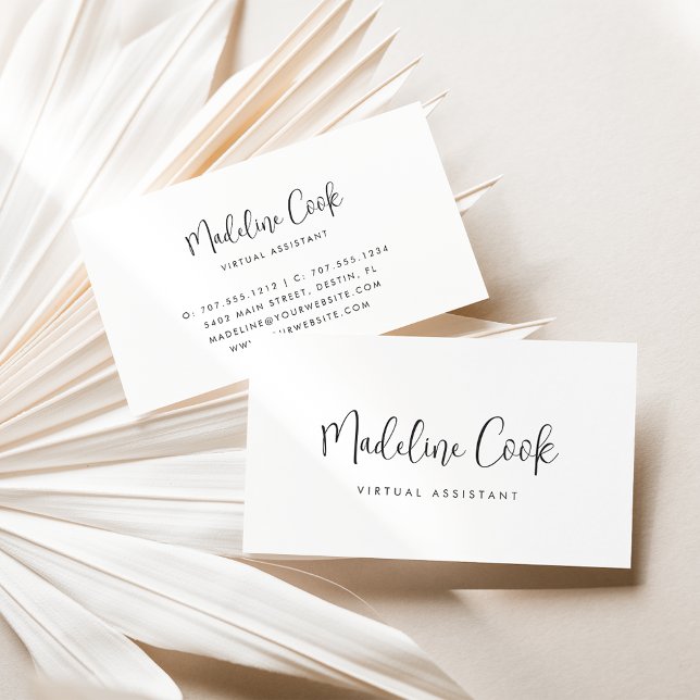 Tarjeta De Visita Guión simple de caligrafía en negro ash moderno (Subido por el creador)