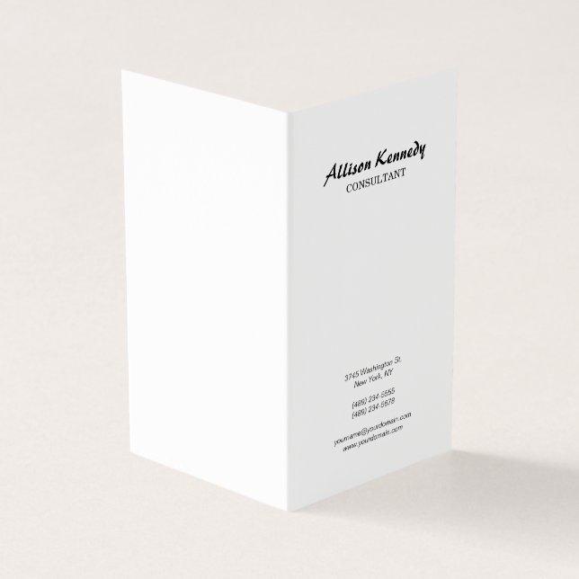 Tarjeta De Visita Guión vertical de pincel blanco y negro Minimalist (Exterior)