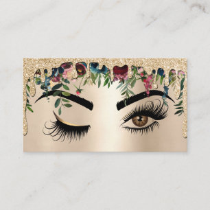 Tarjeta De Visita Guiones de ojo de Wink con maquillaje floral de or