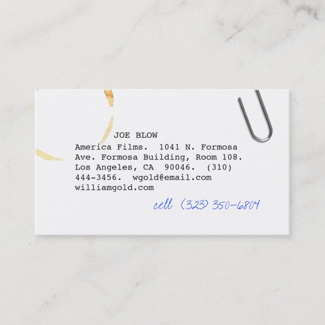 Tarjeta De Visita Guionista VI (Anverso)