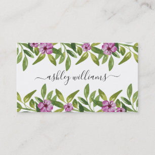 Tarjeta De Visita Guirnalda de acuarela con caligrafía floral manusc