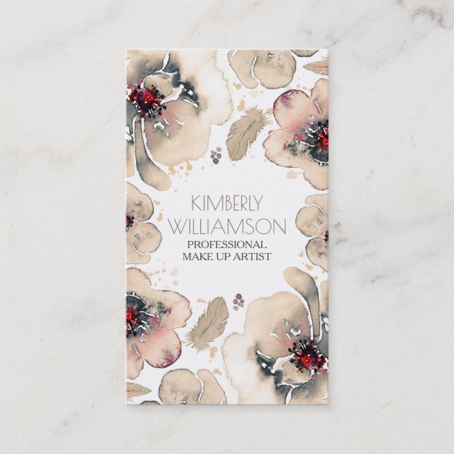 Tarjeta De Visita Guirnalda de marfil de las plumas de Boho de las (Anverso)